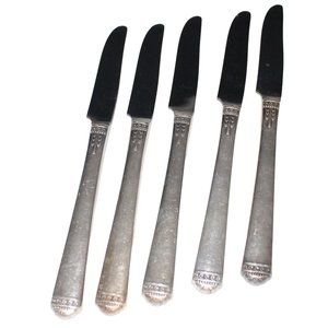 Set of 5 Dinner Knives 1881 Rogers Oneida Surf Club Silverplate Flatware